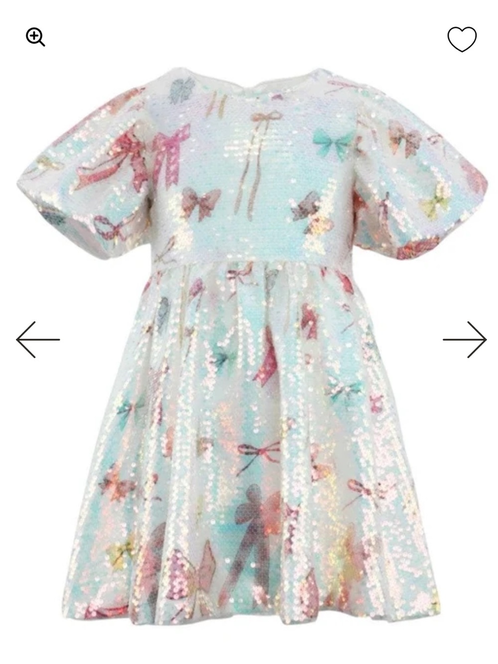 Lola + The Boys Girls Iridescent Sequin Puff Sleeve Party Dress NWT 5T